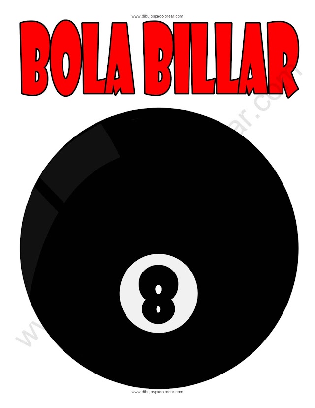 Bola de billar dibujo a color y para colorear